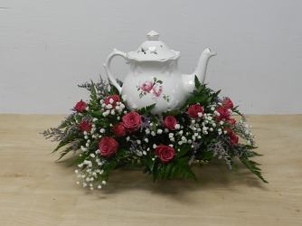 Teapot Arrangement from Beck's Flower Shop & Gardens, in Jackson, Michigan
