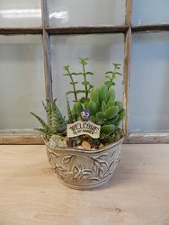 Succulent Garden with Small Sign from Beck's Flower Shop & Gardens, in Jackson, Michigan