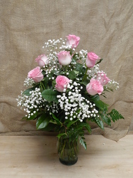 Vased Pink Roses from Beck's Flower Shop & Gardens, in Jackson, Michigan