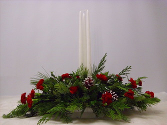 Two Candle Centerpiece from Beck's Flower Shop & Gardens, in Jackson, Michigan
