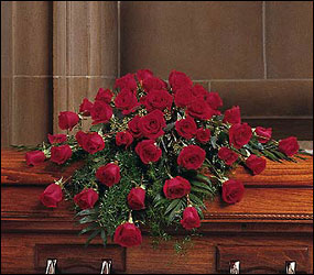 Blooming Red Roses Casket Spray from Beck's Flower Shop & Gardens, in Jackson, Michigan