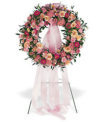 Respectful Pink Wreath from Beck's Flower Shop & Gardens, in Jackson, Michigan