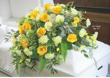 YELLOW CASKET SPRAY from Beck's Flower Shop & Gardens, in Jackson, Michigan