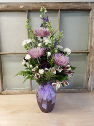 Purple & White Vase Arrangement from Beck's Flower Shop & Gardens, in Jackson, Michigan