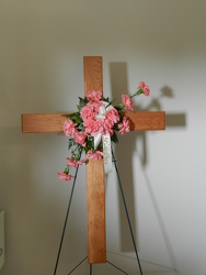 Wooden Cross from Beck's Flower Shop & Gardens, in Jackson, Michigan