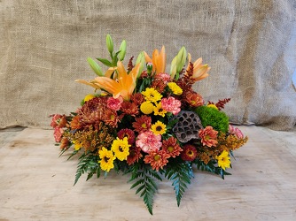 Fall Centerpiece from Beck's Flower Shop & Gardens, in Jackson, Michigan