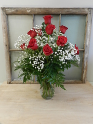 Vased Red Roses from Beck's Flower Shop & Gardens, in Jackson, Michigan