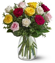 A Dozen Mixed Roses from Beck's Flower Shop & Gardens, in Jackson, Michigan