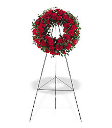 Red Regards Wreath from Beck's Flower Shop & Gardens, in Jackson, Michigan