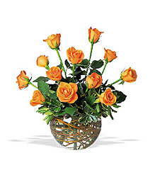 A Dozen Orange Roses from Beck's Flower Shop & Gardens, in Jackson, Michigan